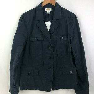 Talbots Dark Blue Button Front Softshell Jacket